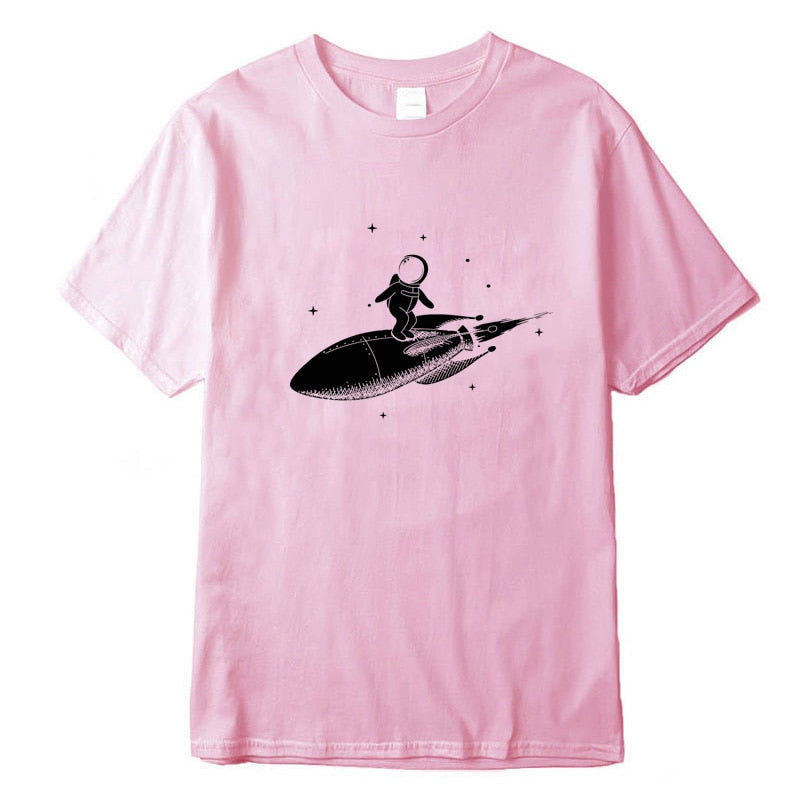 Men high quality tshirt 100% cotton short sleeve Funny space trip print men Tshirt casual o-neck loose t-shirt men tee shirts