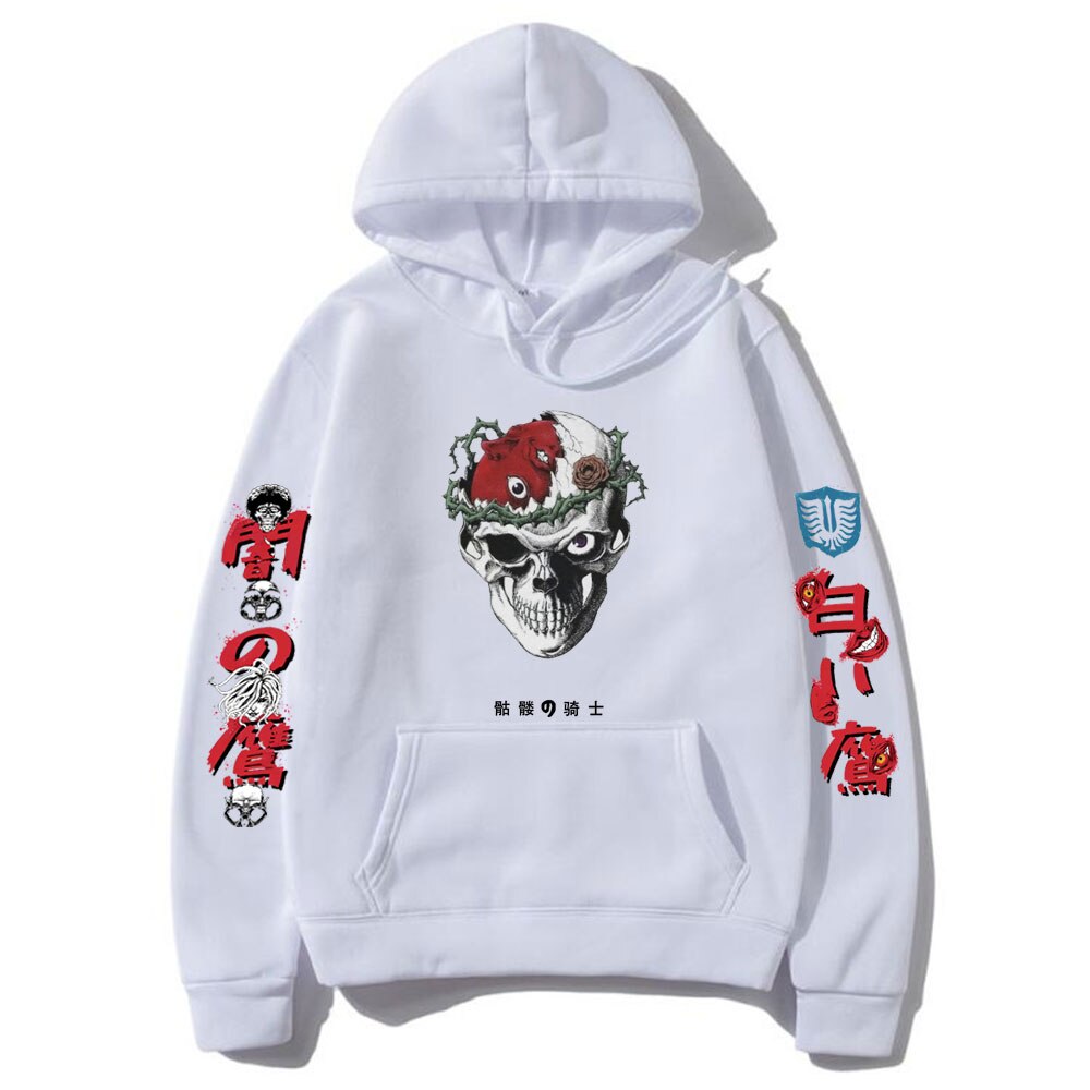 Anime Berserk Skeleton Knight Hoodie Men Women Harajuku Manga Print Hoodies Fleece Cotton Sweatshirt Casual Streetwear Pullover
