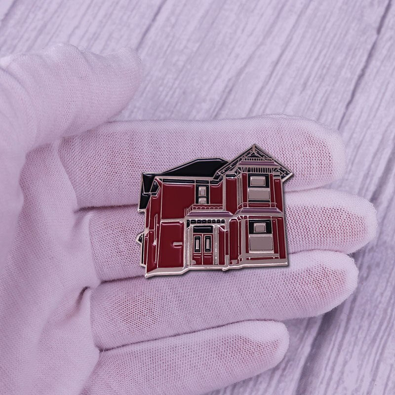 Beautiful vintage architectural house brooch Victorian style badge