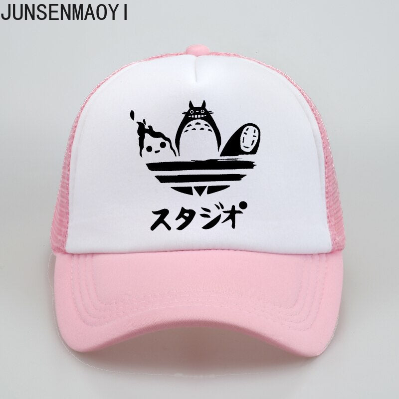 Cartoon Totoro Spirited Away Baseball Caps No Face Faceless Man snapback hats Women Anime mesh trucker cap Parent-child Sun Hat