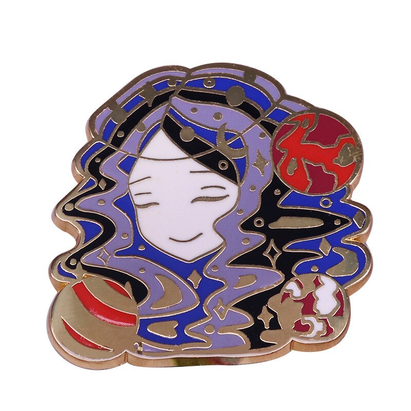 Cosmic Girl Brooch Beautiful Galaxy Nebula Girl Badge