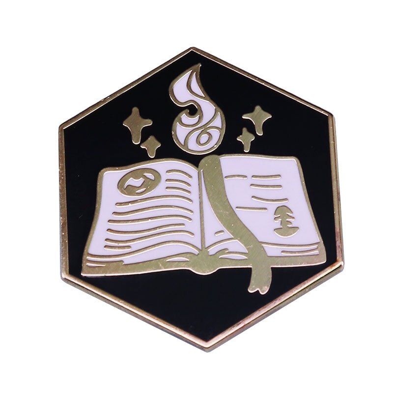 Magic theme sorcery book brooch fantasy witchcraft badge