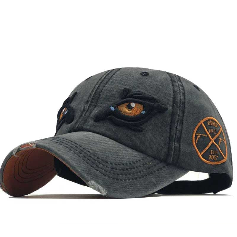 3D Embroidered eye Cap For Men Cotton Sports Baseball Caps Fashion Black Pattern Women Snapback Army Male Cap Hip Hop Bone