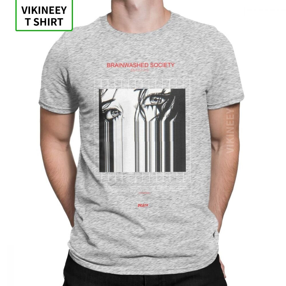 Brainwashed Society Harajuku T-Shirt Men Anime Vaporwave Japan Grunge Sad Cotton Tee Shirt Short Sleeve T Shirt Plus Size Tops