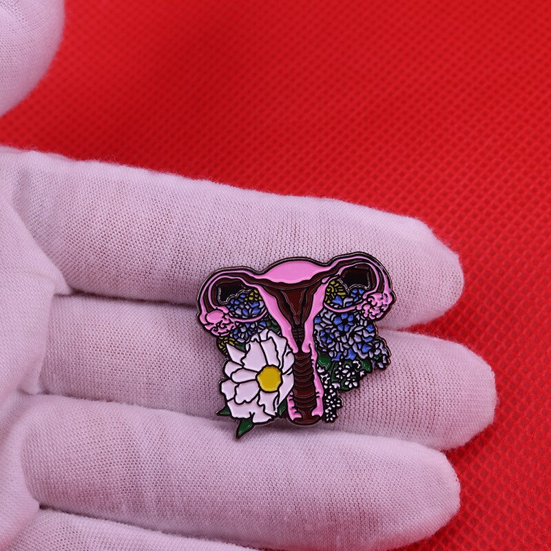 Beautiful Flower Brooch Human Organ Badge Feminism Pin