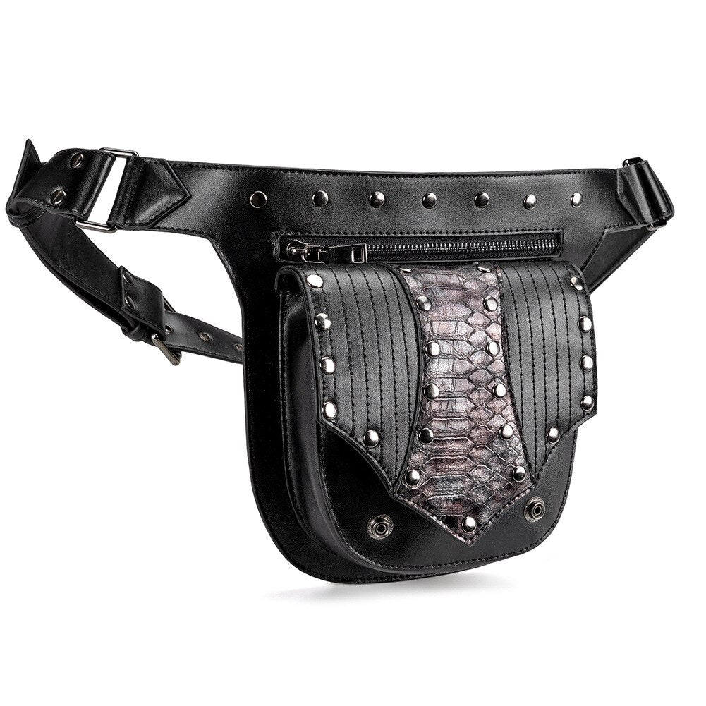 2021 Fanny Packs for Women Unisex Punk Waistbag Men Tactical Waist Bag Pu Leather Belt Purse Female Outdoor Waterproof Chest Bag