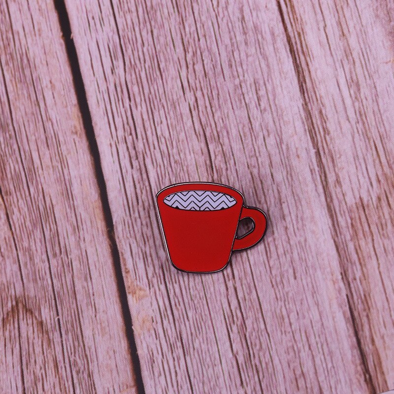Red Coffee Cup Brooch Horror Twin Peaks Inspiration Badge