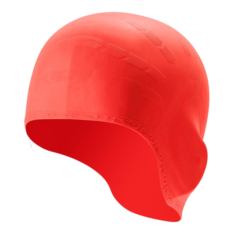 Unisex Silicone Waterproof Ear Protection Swimming Cap Adult Men Women Stretchable Bathing Swimming Hat