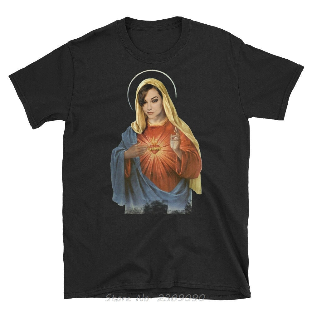 Sasha Grey Holy Mother Mary Ironic T Shirt Men Short-Sleeve Cotton Unisex T-Shirt Fashion Tshirt Funny Tees Harajuku