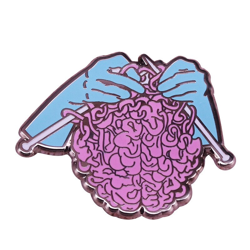 "Beautiful Pink yarn brooch knitting badge