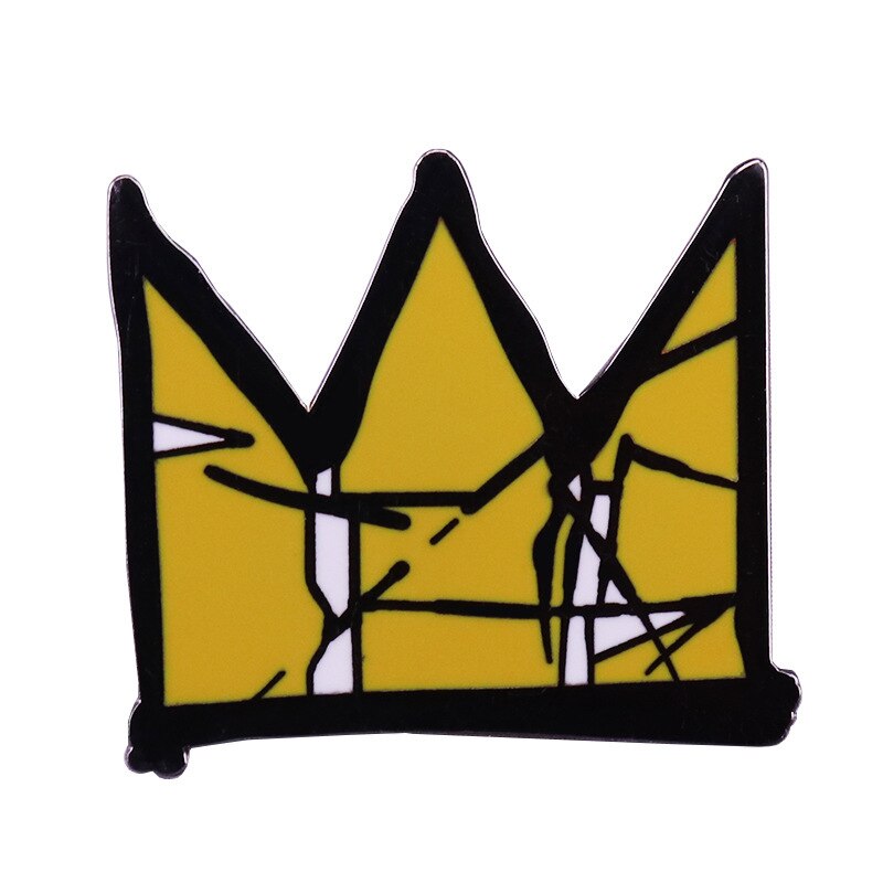Doodle crown brooch pop art badge