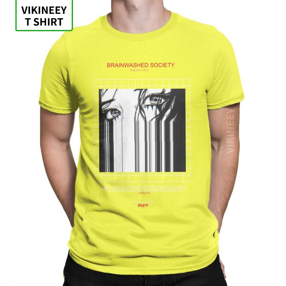 Brainwashed Society Harajuku T-Shirt Men Anime Vaporwave Japan Grunge Sad Cotton Tee Shirt Short Sleeve T Shirt Plus Size Tops