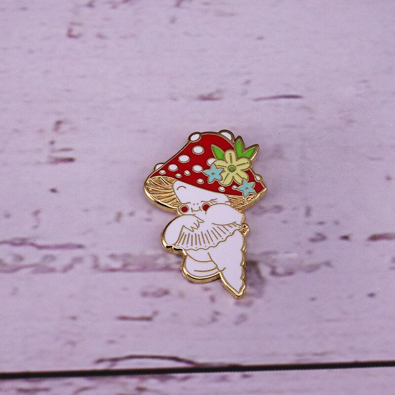 Cute mushroom baby brooch cartoon red mushroom badge