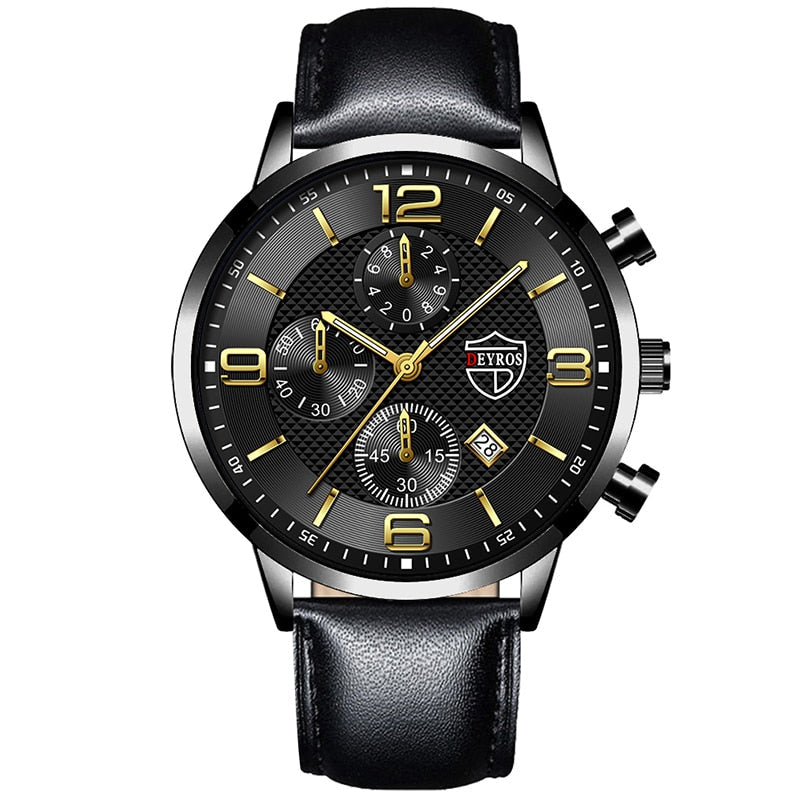Fashion Brand Men's Watches Luxury Men Leather Quartz WristWatch  Leather Bracelet Watch Sports Casual Male Luminous Clock