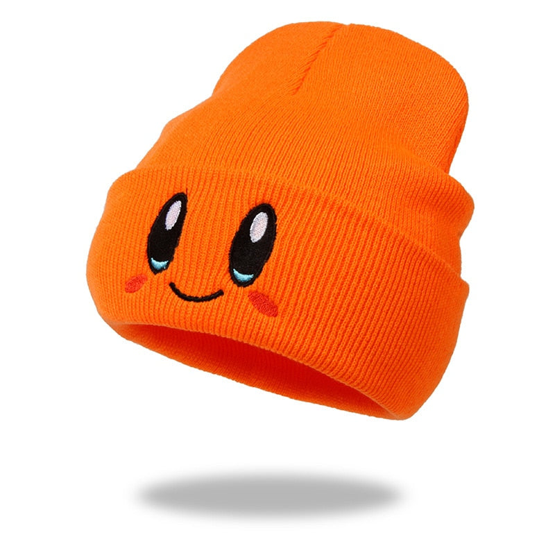 Beanie, Big eye Pattern Embroidery Knitted hat, Warm cap, Hip-hop hat, Woolen hat, Women's Knitted thick hat, Melon leather hat