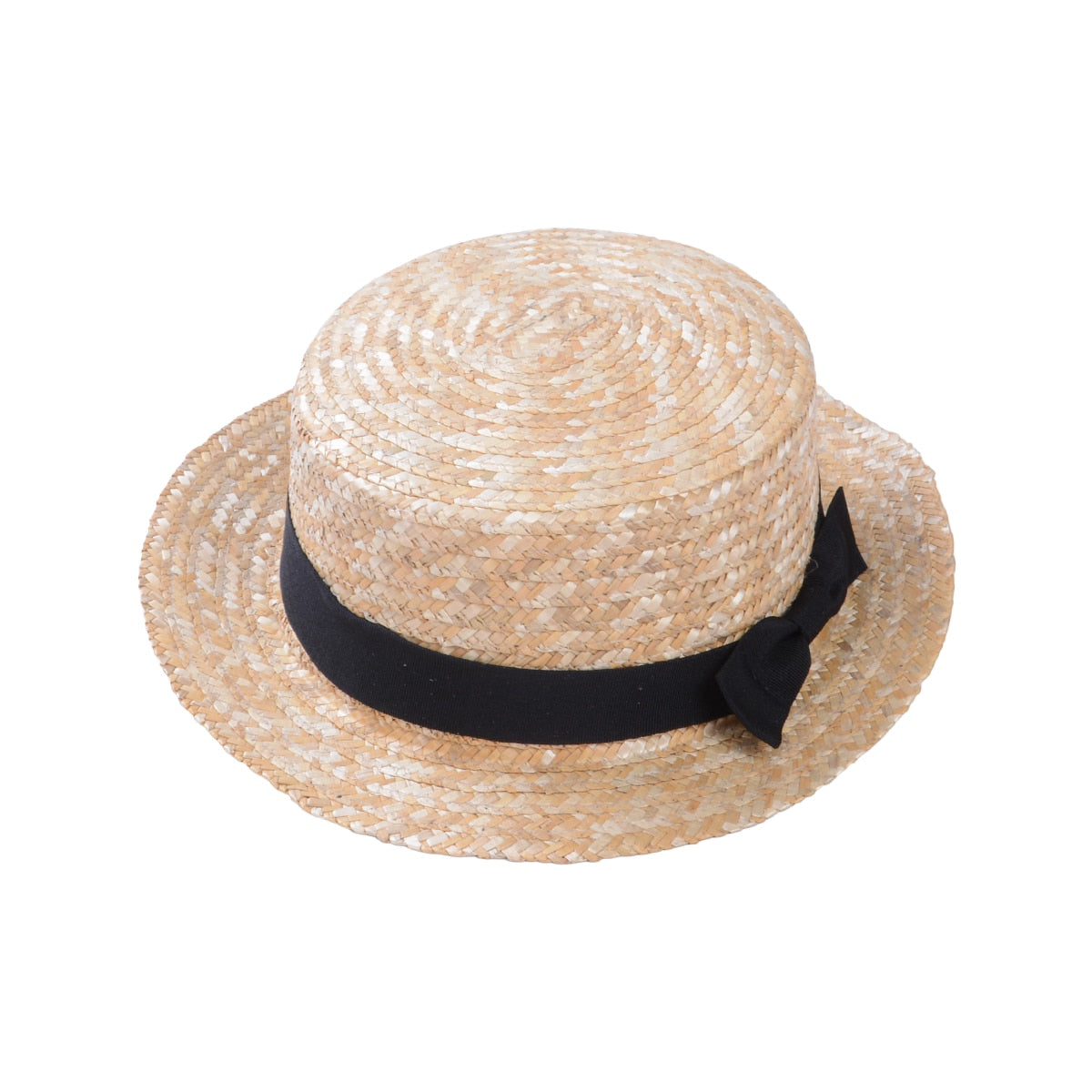 Family Hat Women's Kids Girls Straw Bowler Boater Sun Hat Round Flat Caps Brim Summer Beach