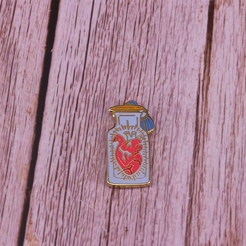 Anatomy Heart Brooch Test Bottle Badge Body Organ Pin