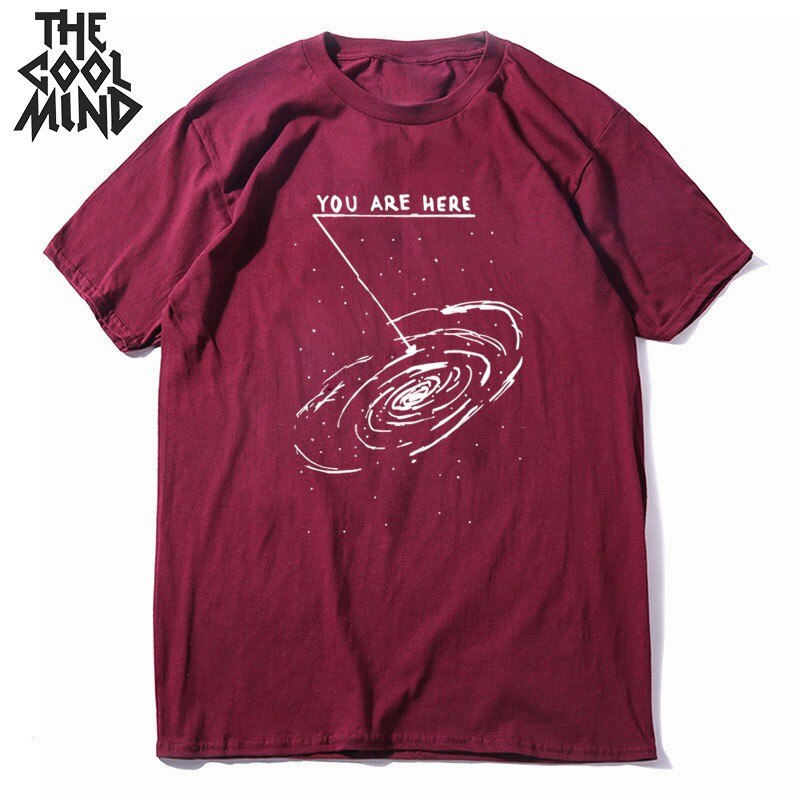 COOLMIND 100% cotton  summer loose men Tshirt cool oversized men t shirt o-neck space funny t-shirt male tee shirts