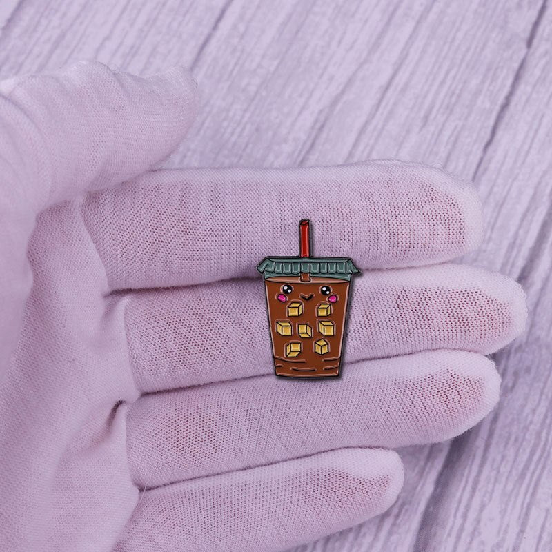 Cute ice coffee brooch kawaii drink badge