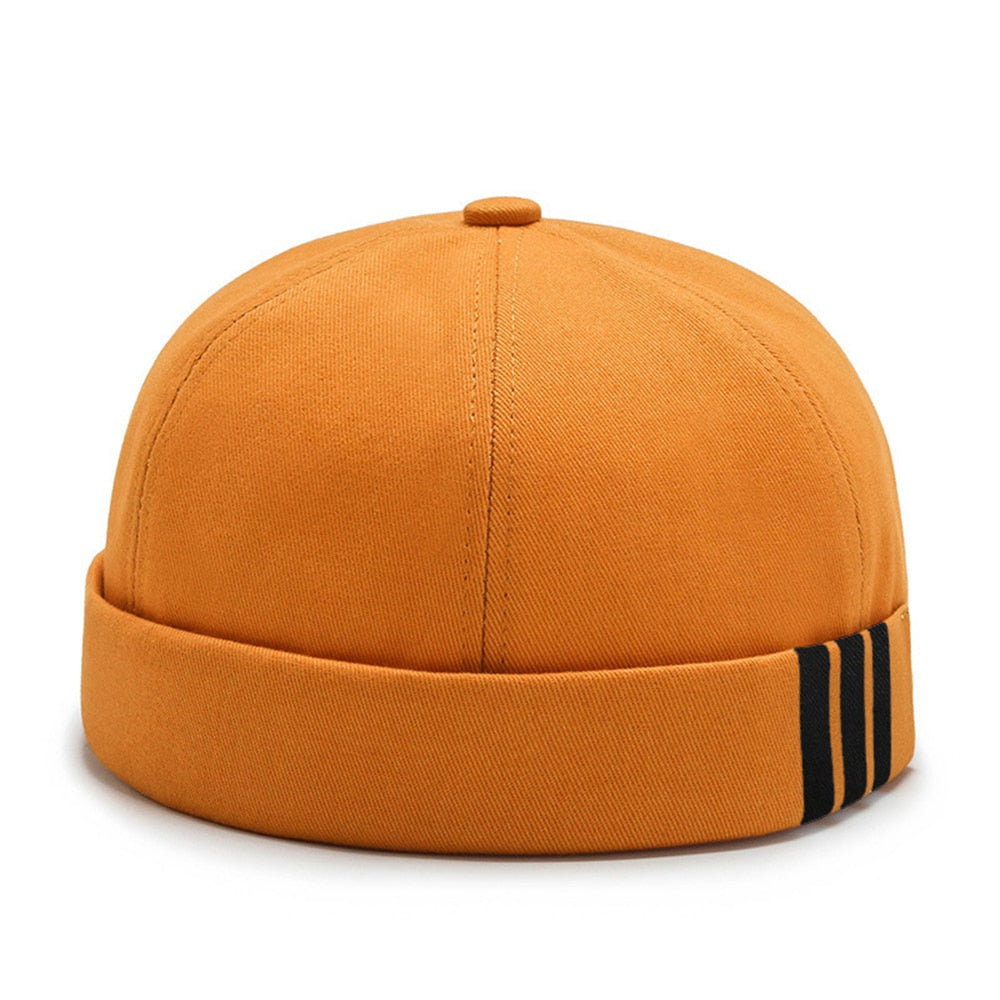 Men Women Retro Dome Melon Brimless Beanie Cap Unisex Skullcap Sailor Cotton Mechanic Trendy Color Elastic Panels Docker Hat
