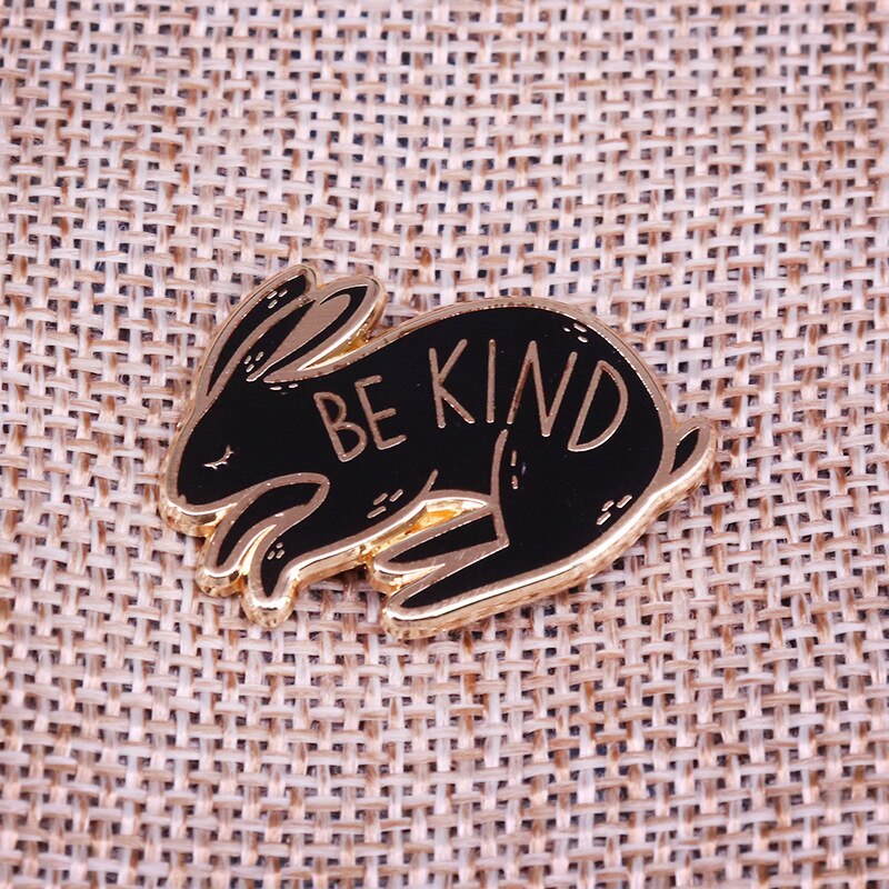 Be kind-cartoon bunny brooch cute statement badge
