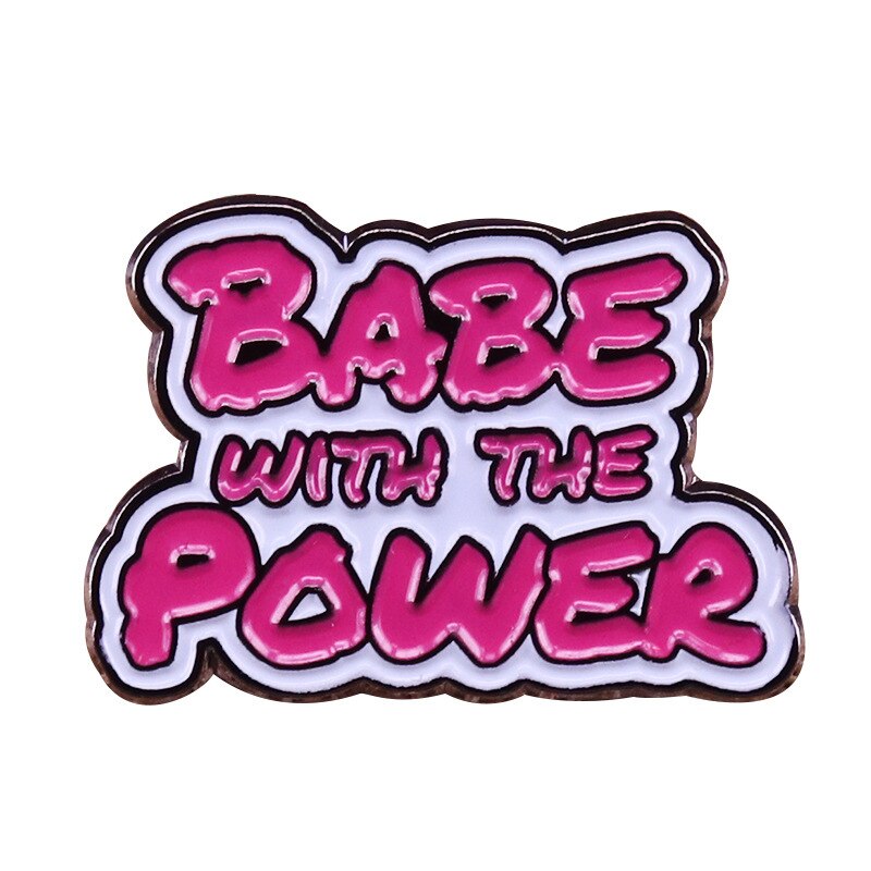 Baby Power Brooch Cute Pink Letter Badge