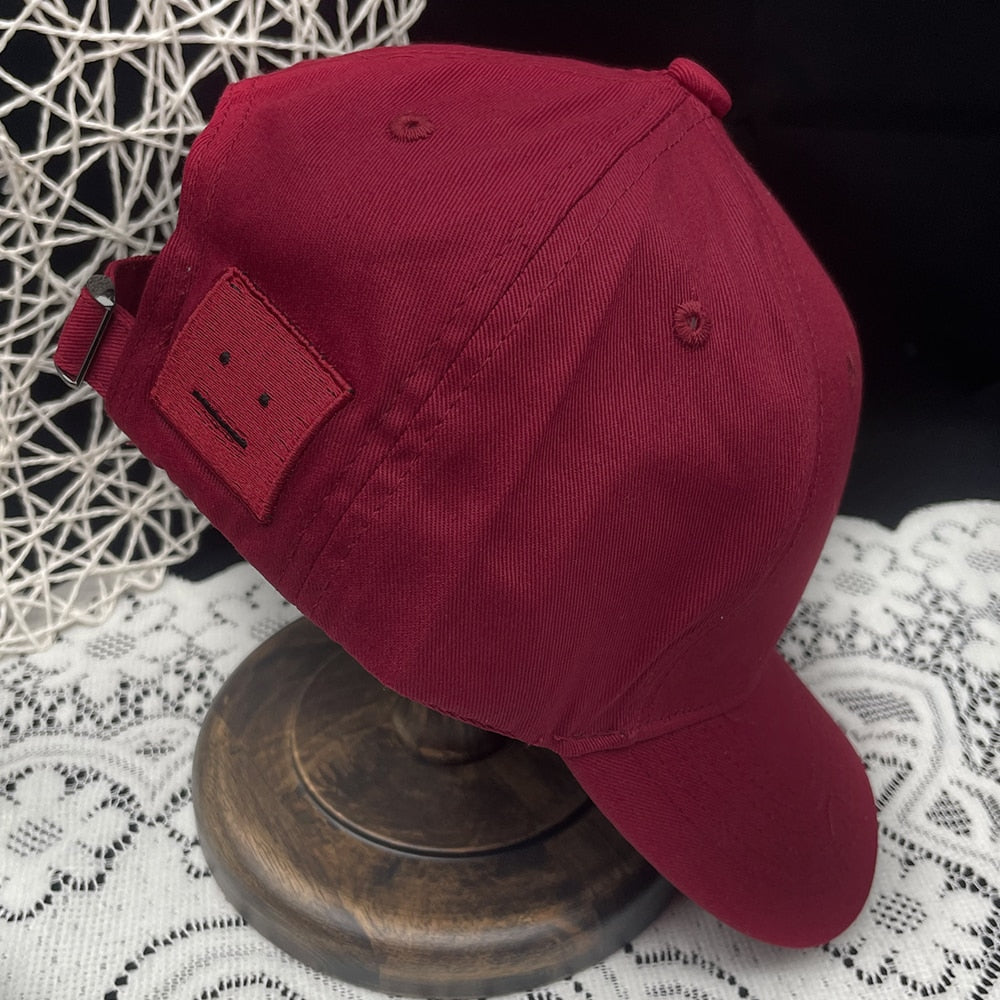 AC Studio Unisex Solid Color Smiley Baseball Cap Breathable Cotton Snapback Sun