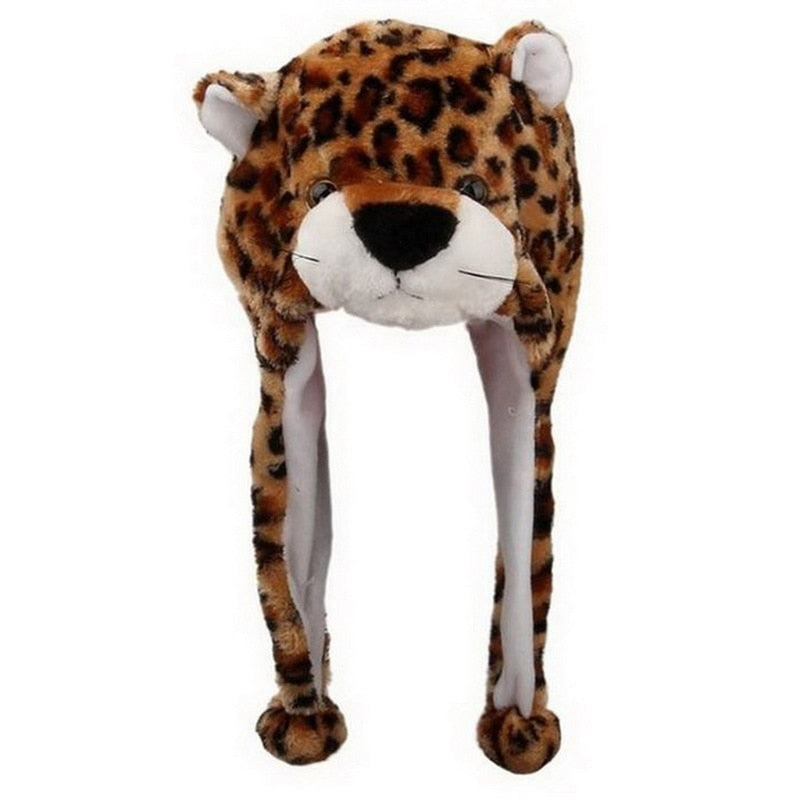 Adult Kids Winter Cute Plush Animal Character Beanie Hat with Pom Pom Ends Long