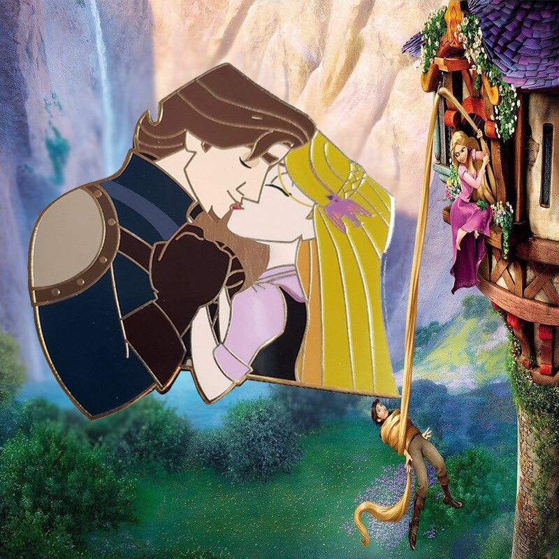 Rapunzel Le Pey and Flynn Kissing Brooch Animated Film Inspiration Badge
