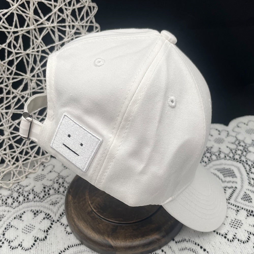 AC Studio Unisex Solid Color Smiley Baseball Cap Breathable Cotton Snapback Sun