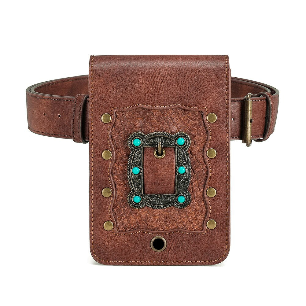 Mini Mobile Phone Retro Wallet Bag For Women Inclined Shoulder Steampunk Accessory Lady Bag Leather Handbag Vogue Multi-Function