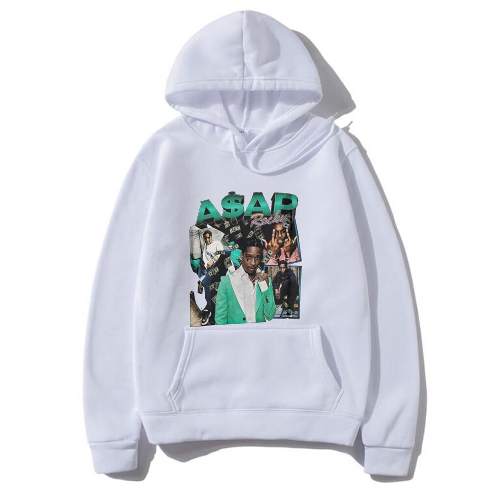 Awesome Hip Hop Rap ASAP Rocky Hoodie Men Women Oversized Street Hoodies Playboi Carti Hoody Harajuku Green Logo Print Clothes