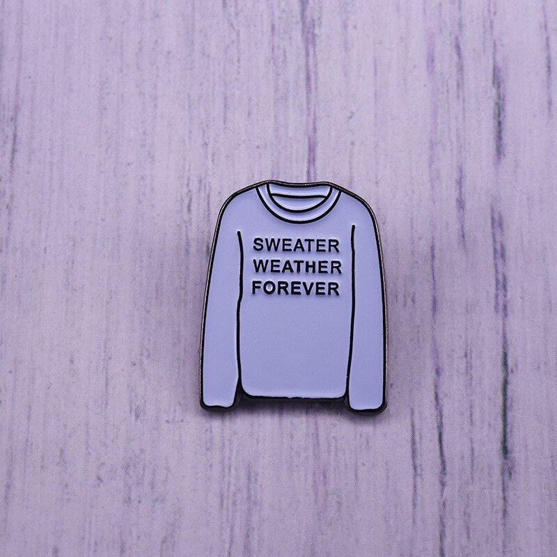 Always wear sweater weather -White sweater brooch cute sweet accessories
