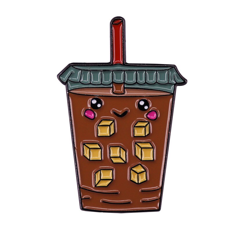 Cute ice coffee brooch kawaii drink badge