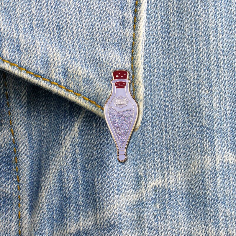 Beautiful glitter lucky elixir bottle brooch lucky badge