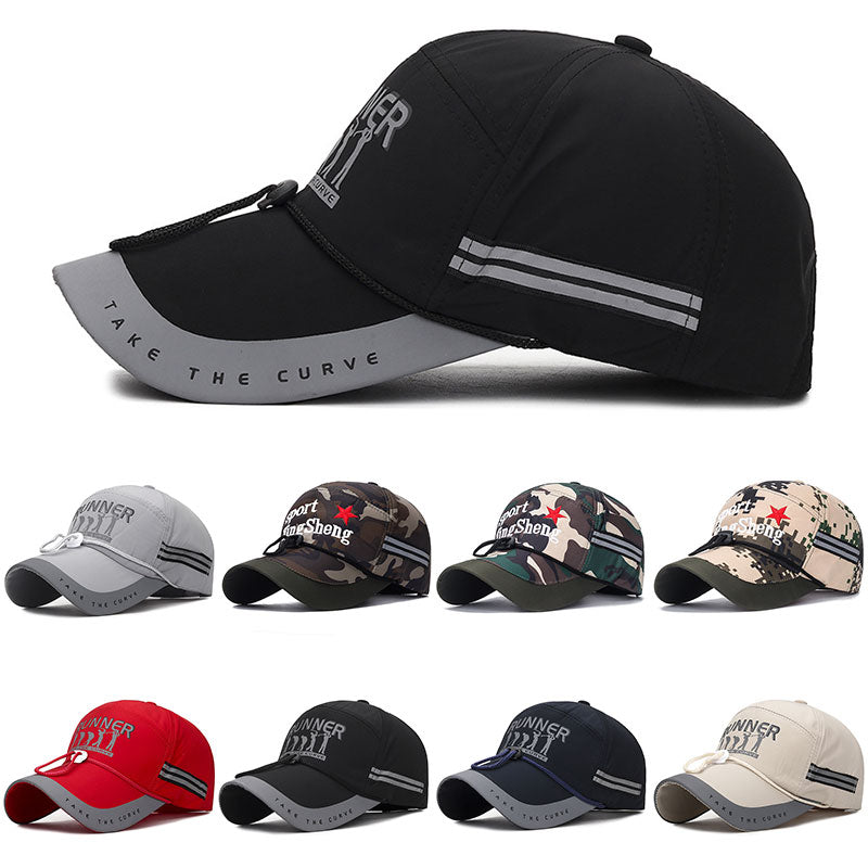 Men's Outdoor Sports Hats for Fishing Long Brim Caps Man Windproof Sun Hats with Rope Breathable Baseball Cap Sports Hunting Cap