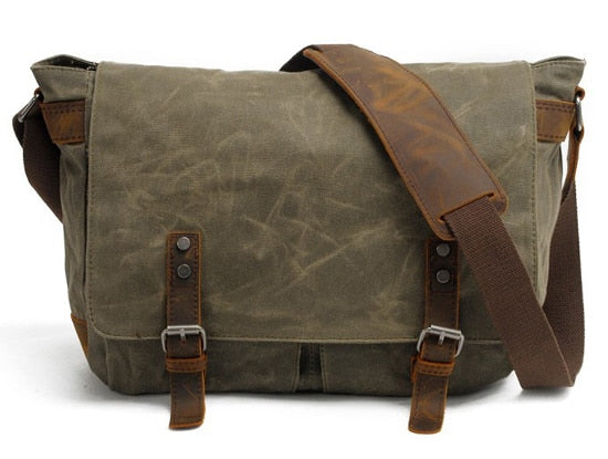 Fashion military Canvas Leather Men shoulder bag Crossbody Bag Men messenger bag