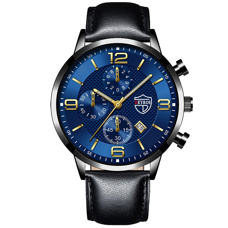 Fashion Brand Men's Watches Luxury Men Leather Quartz WristWatch  Leather Bracelet Watch Sports Casual Male Luminous Clock