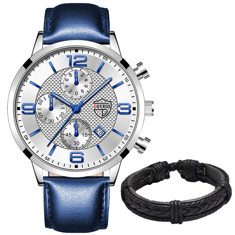 Fashion Brand Men's Watches Luxury Men Leather Quartz WristWatch  Leather Bracelet Watch Sports Casual Male Luminous Clock