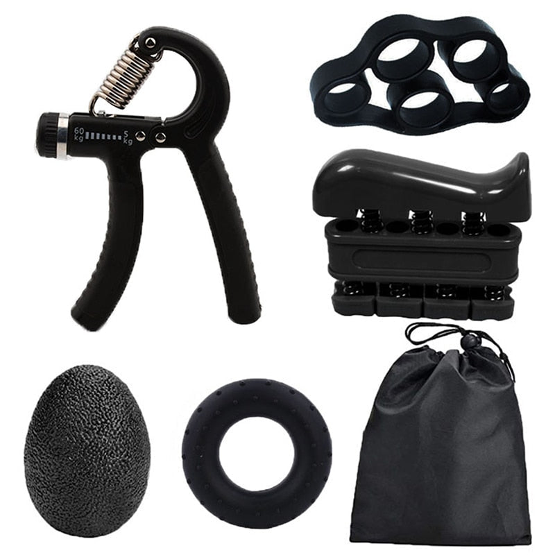 5 Pcs/ Set Hand Grip Trainer Set Finger Resistance Band  Hand Strength Rehabilitation Heavy Grips Fingers Exerciser Ball