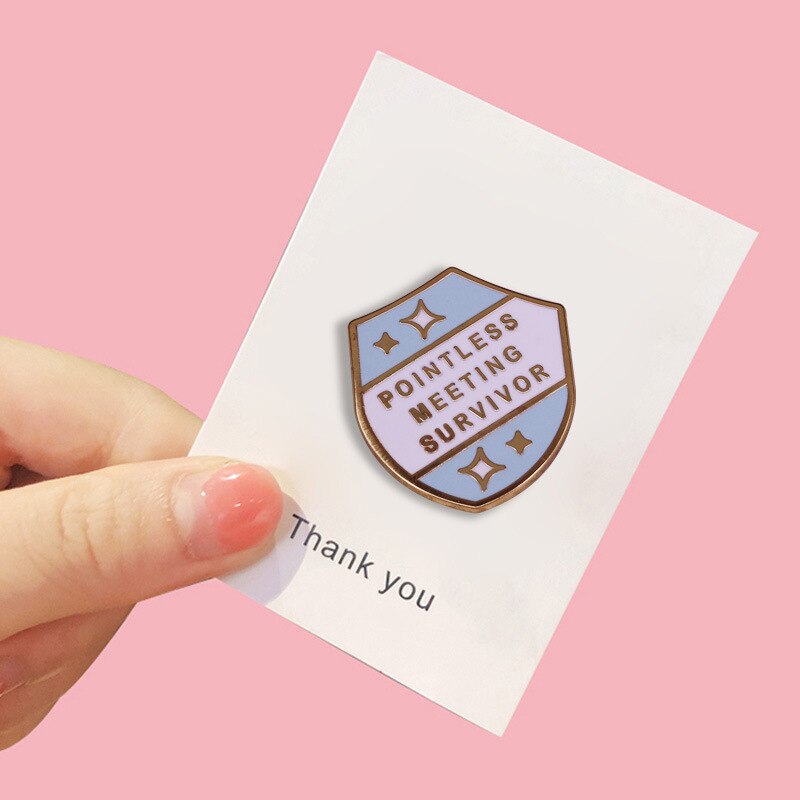 Meaningless Meeting Survivor Brooch Trendy Workplace Achievement Series Badge