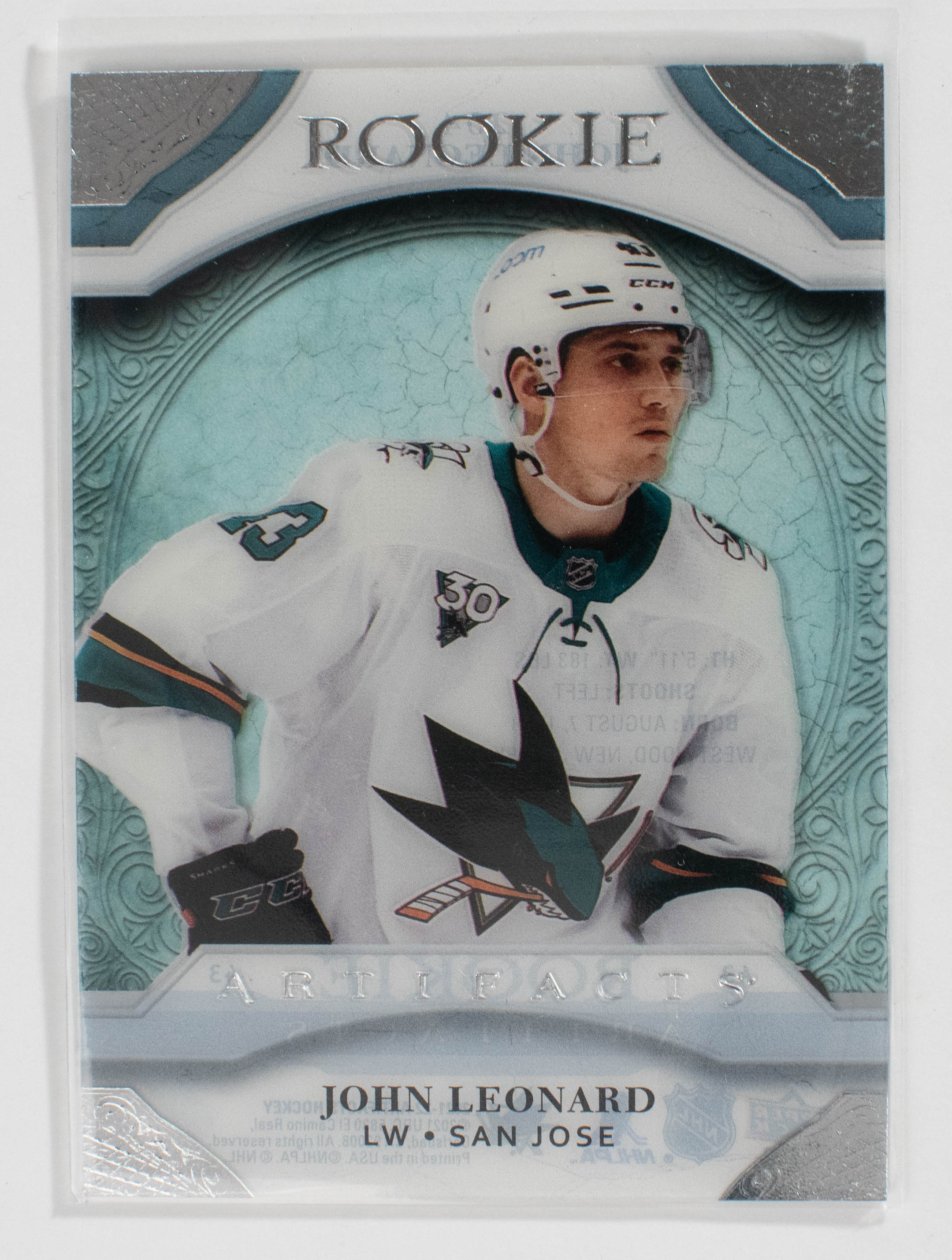 John Leonard 204 RC Artifacts Hockey Sharks 21-22 Clear Cut