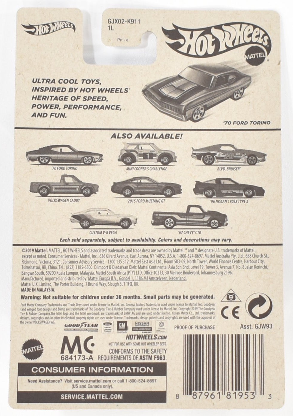 Hot Wheels Flying Customs Hot Wheels 70 Ford Torino GJW93 2019 Mattel
