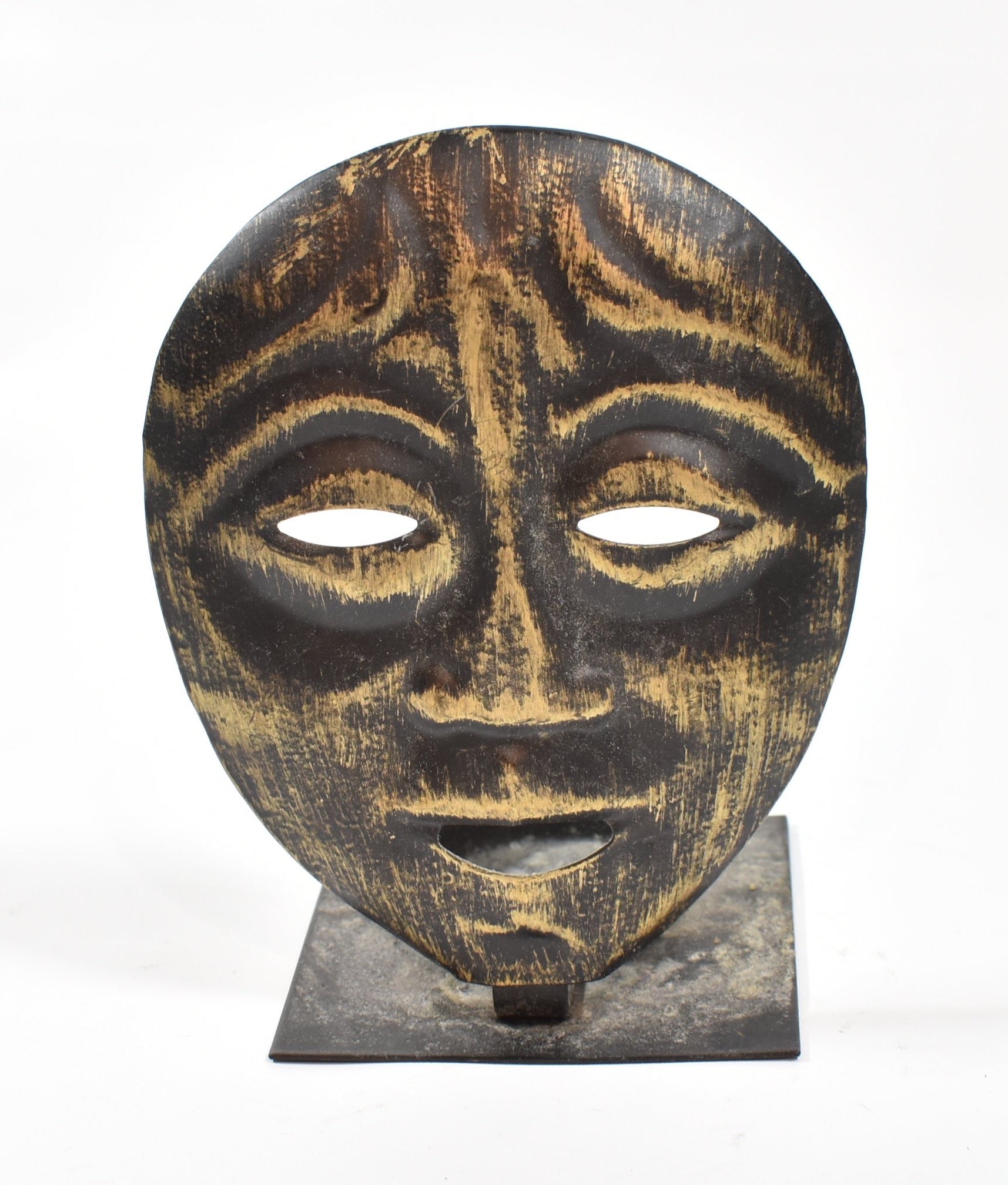 Golden Face Candle Holder Metal Small Candle Placement piece used