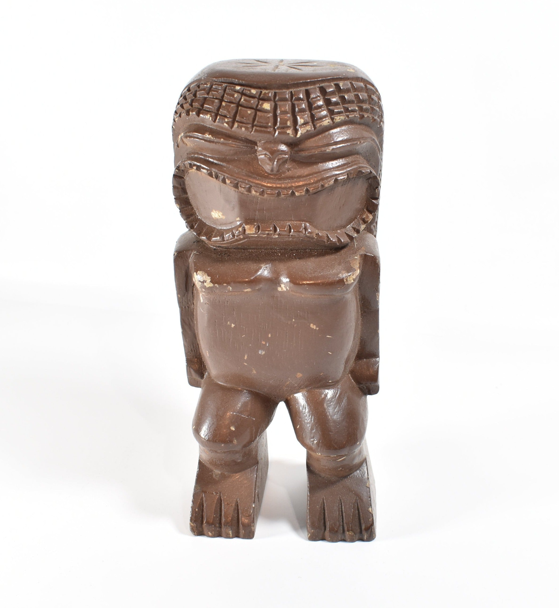 Tiki Wooden man Decor Islander Good luck Used 8 and half inch tall