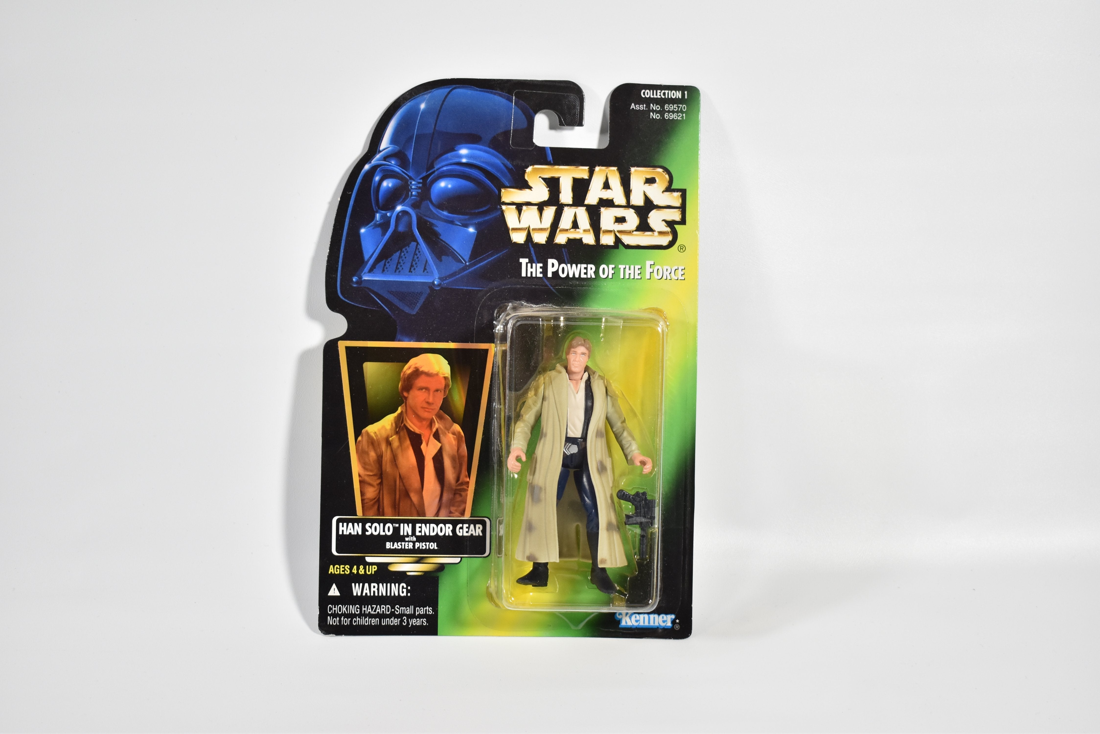 Star Wars Power of the force Green Card Han Solo Endor Gear 1996 Kenner