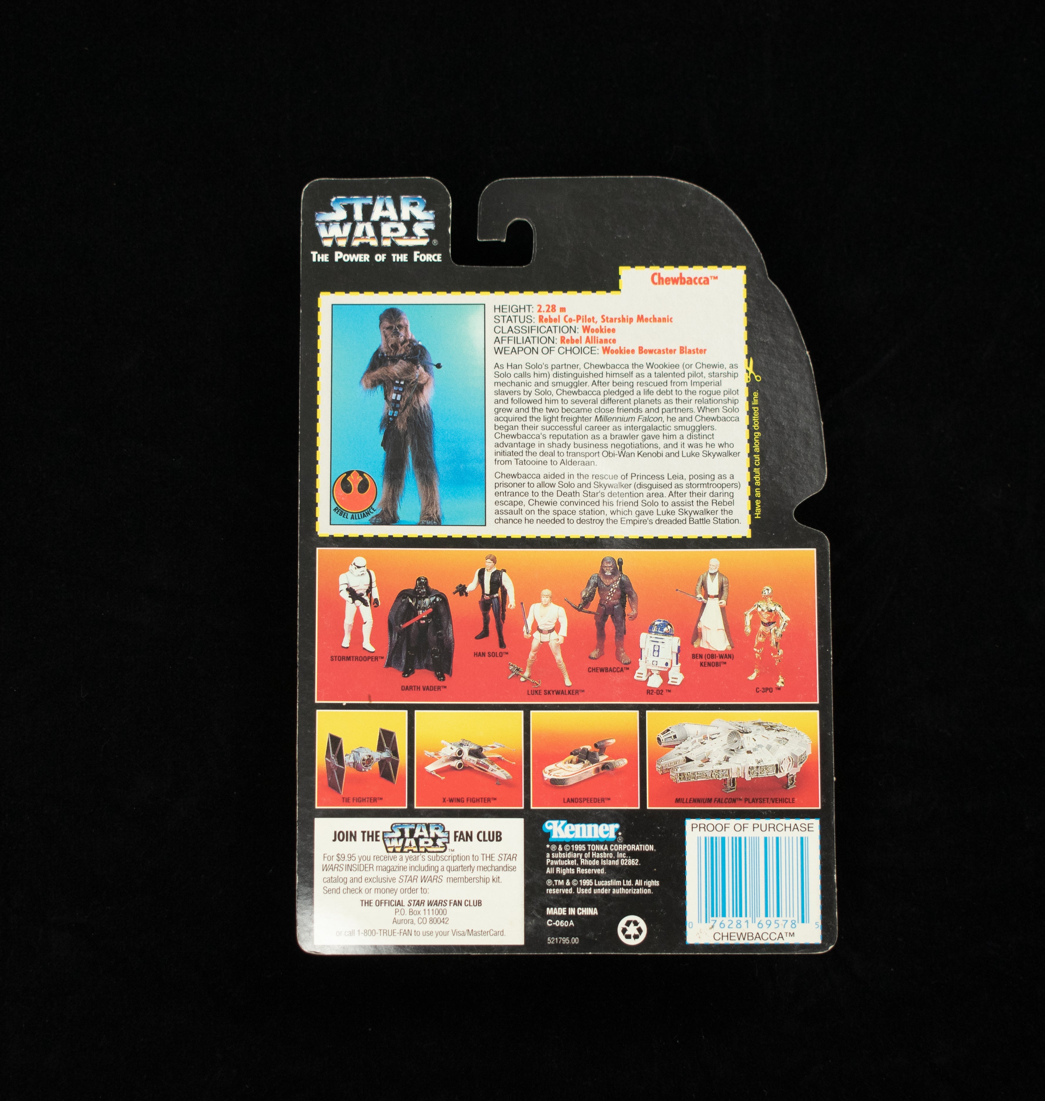 Star Wars Power Of the Force Orange Card Chewbacca 1995 Bowcaster and Heavy Blas
