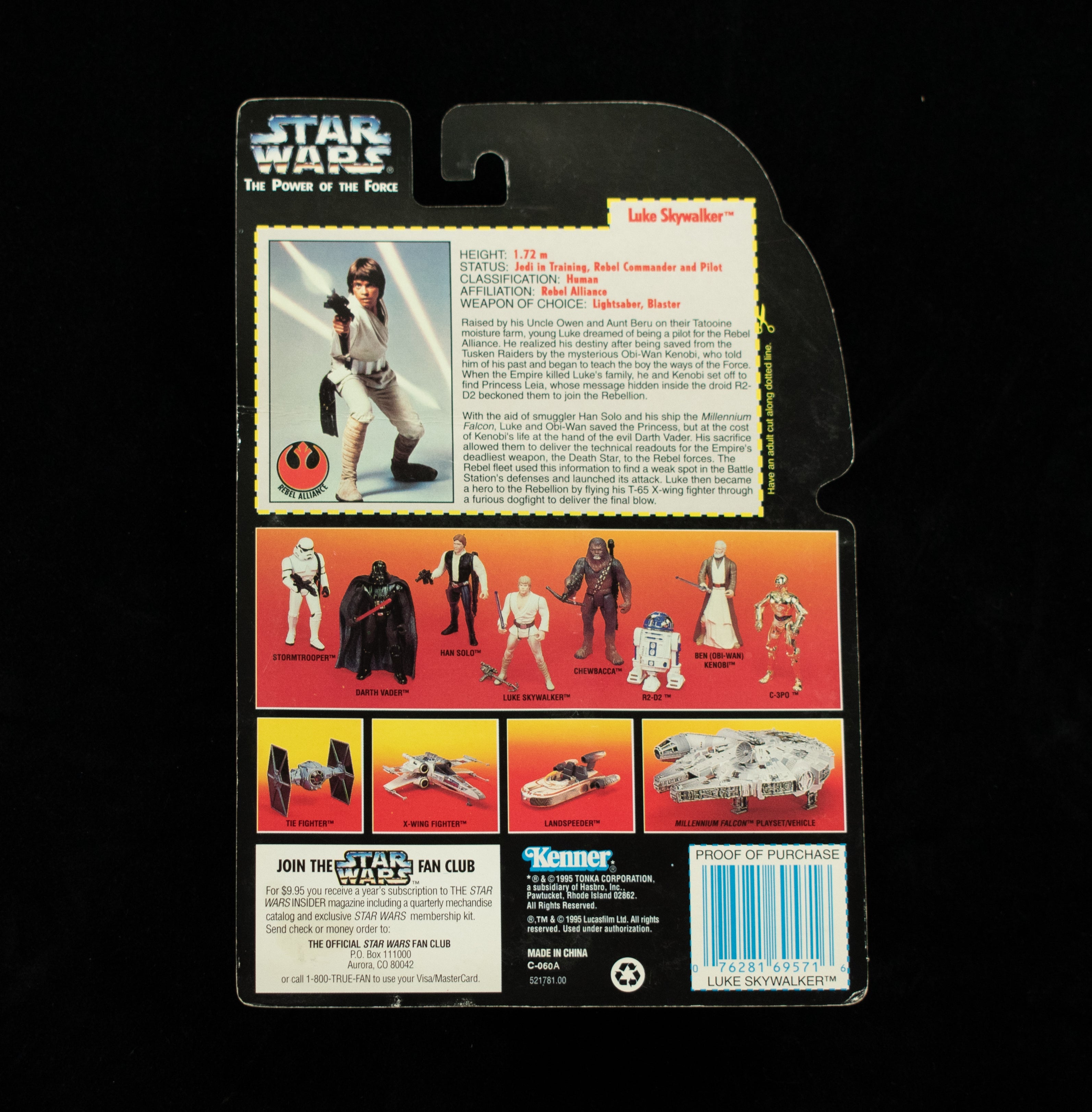 Star Wars Power Of the Force Orange Card Luke Skywalker Grappling Hook 1995