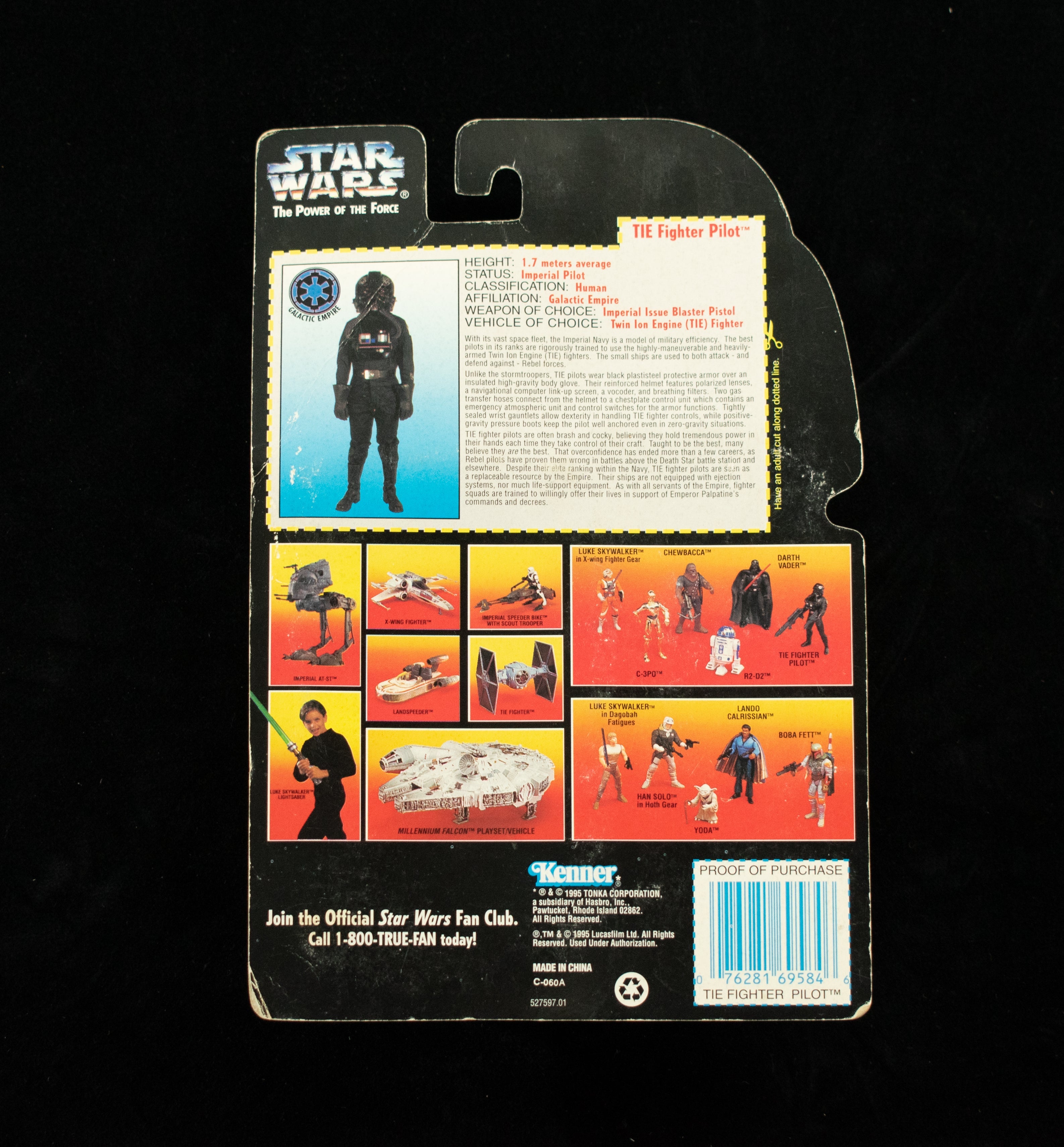 Star Wars Power Of the Force Orange Card Tie Fighter Pilot 1995