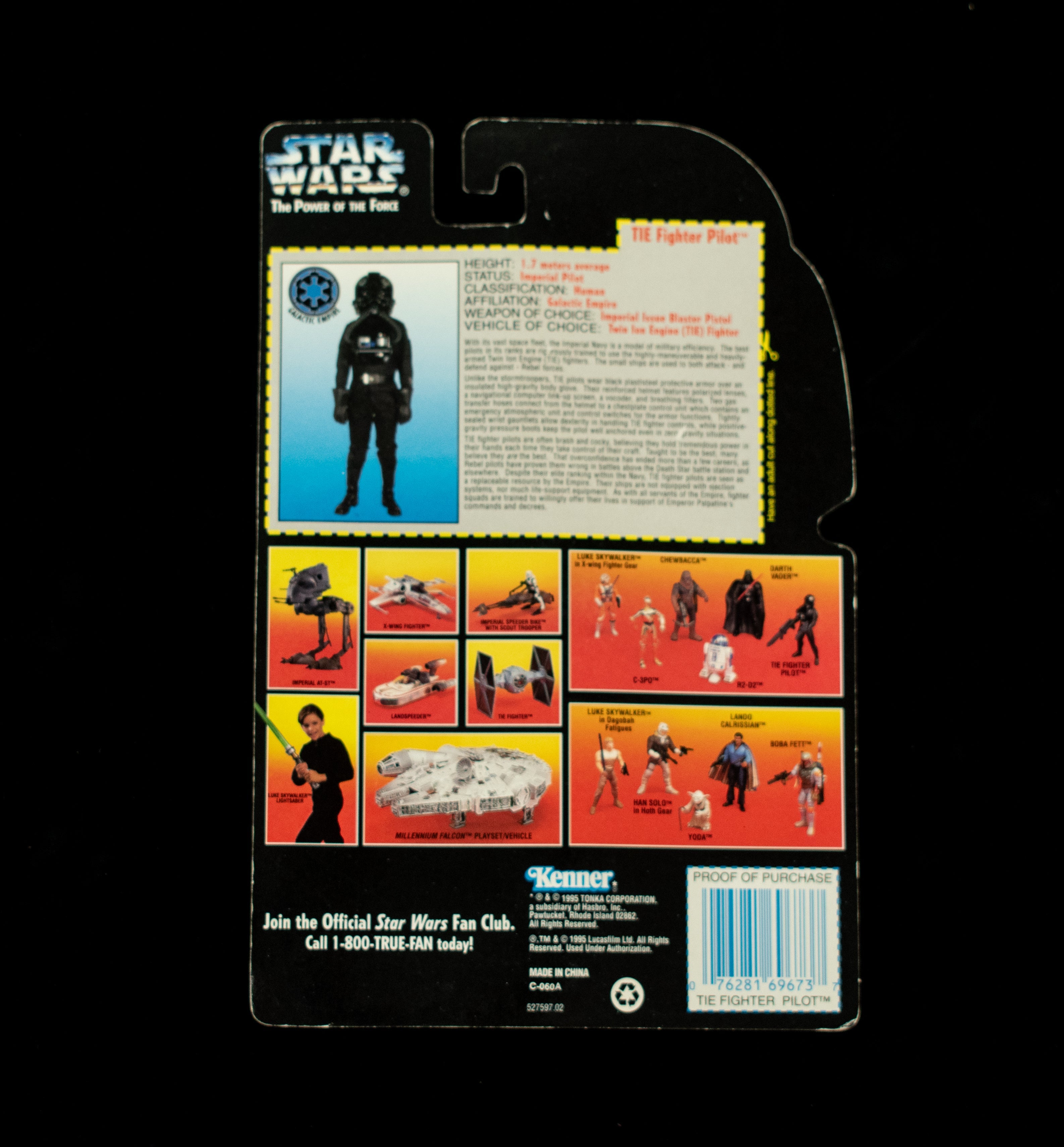 Star Wars Power Of the Force Orange Card Tie Fighter Pilot Clean 1995